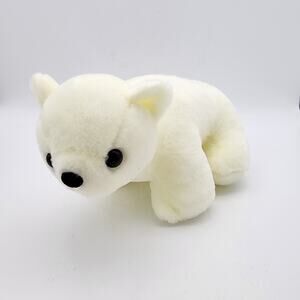 Arctic Polar Bear Plush 9" Short White Fur Hard Eyes Firm Stuffed Animal Toy